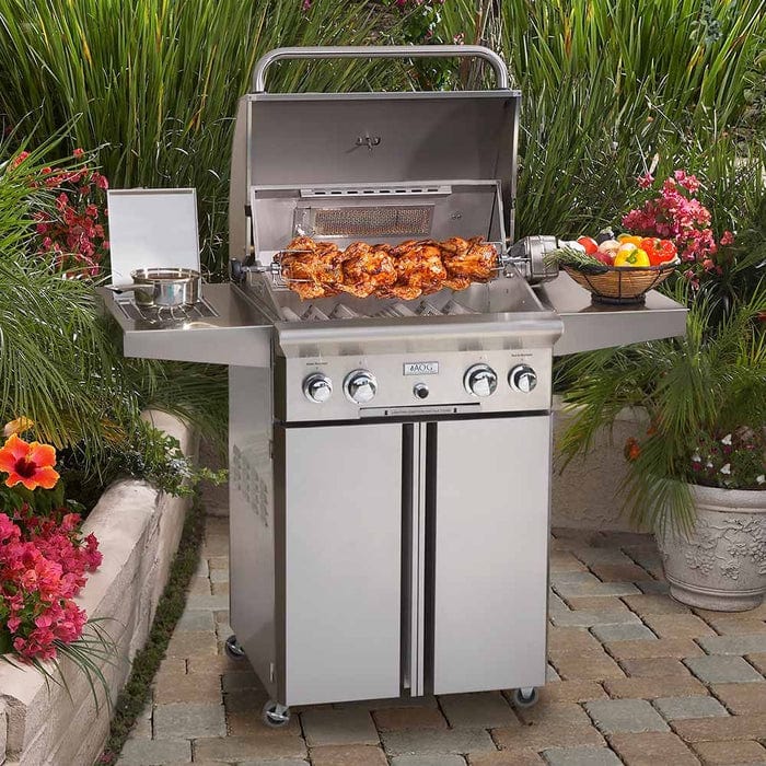 American Outdoor Grill Portable Grill with Side Burner, Rear Infra-Red Burner and Rotisserie, Propane Gas, American Outdoor Grill, "L" Series, 24", 24PCL Outdoor Grills