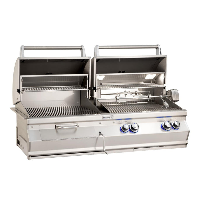 Aurora Charcoal Combo Grill W/ Infrared burner & Rotisserie Kit + Analog Thermometer, Natural Gas, Built In, 36", Fire Magic