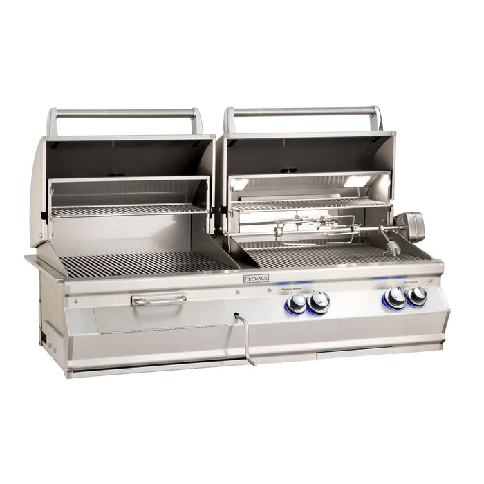 Aurora Charcoal Combo Grill W/ Infrared burner & Rotisserie Kit + Analog Thermometer, Natural Gas, Built In, 36", Fire Magic