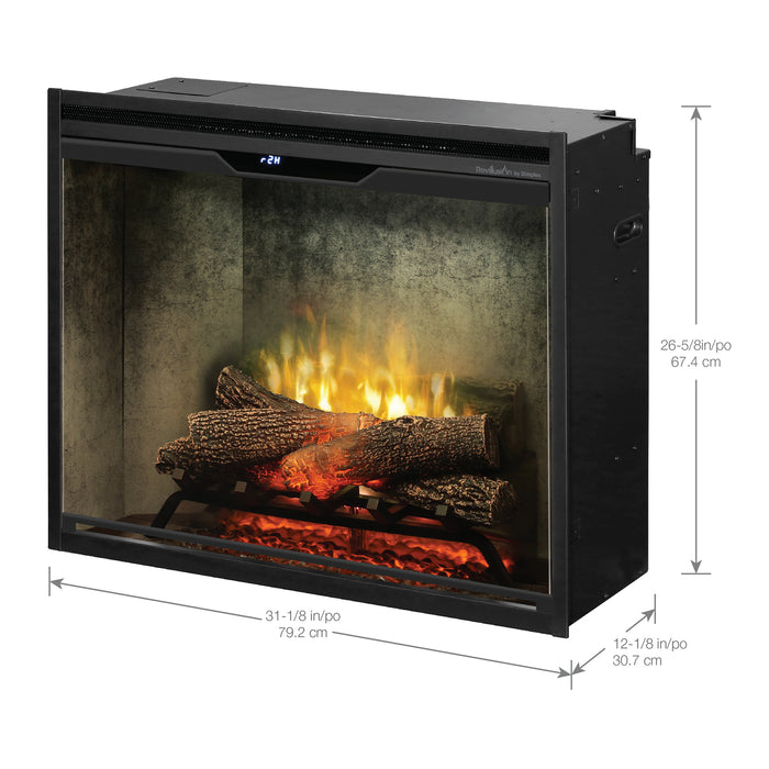 Dimplex Revillusion 30" Built-In Firebox Weathered Concrete with Glass Pane and Plug Kit included