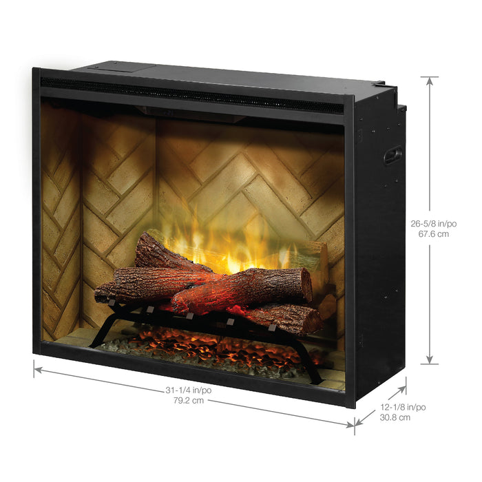 Dimplex Revillusion 30" Built-In Firebox Herringbone with Glass Pane and Plug Kit included