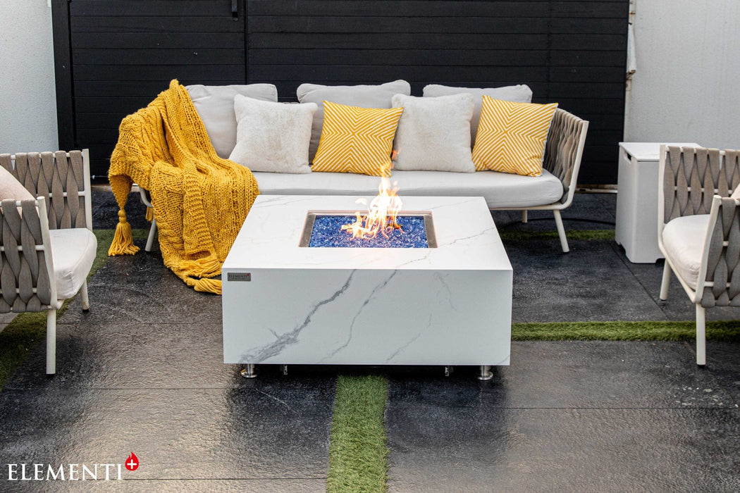Elementi Plus Elementi Plus Bianco Marble Porcelain Fire Table Fire Table