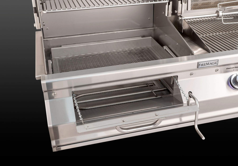 Aurora Charcoal Combo Grill W/ Infrared burner & Rotisserie Kit + Analog Thermometer, Natural Gas, Built In, 36", Fire Magic