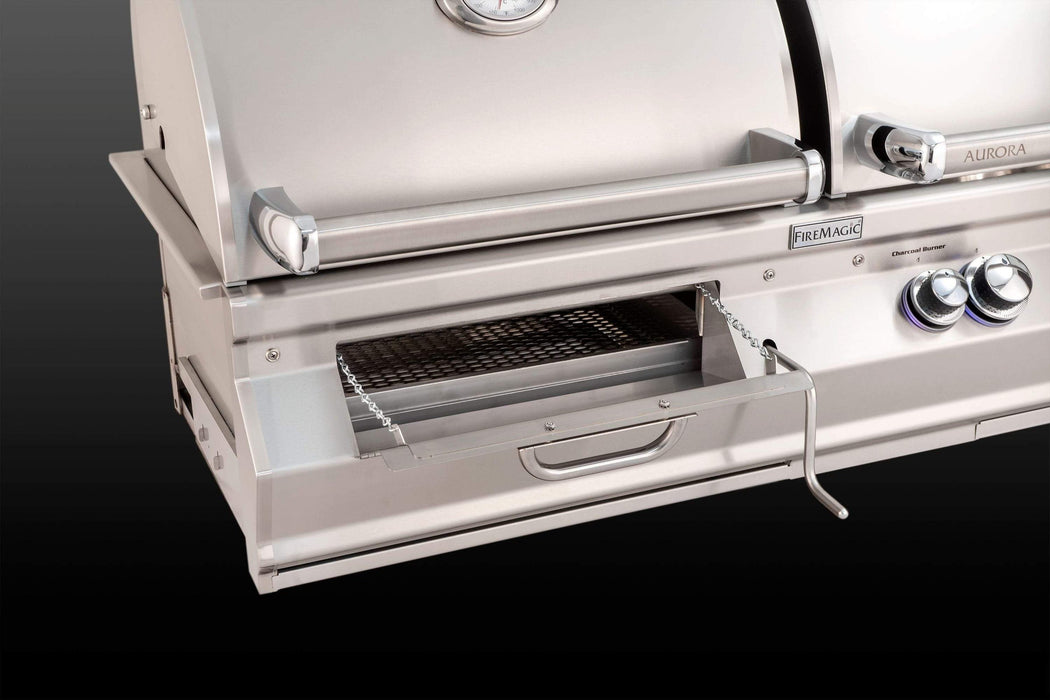 Aurora Charcoal Combo Grill W/ Infrared burner & Rotisserie Kit + Analog Thermometer, Natural Gas, Built In, 36", Fire Magic
