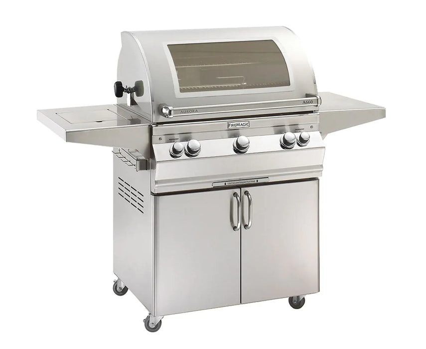 Aurora Freestanding Grill W/ Rotisserie Kit, Single side Burner & Analog Thermometer & Magic View Window, Natural Gas, 30", Fire Magic