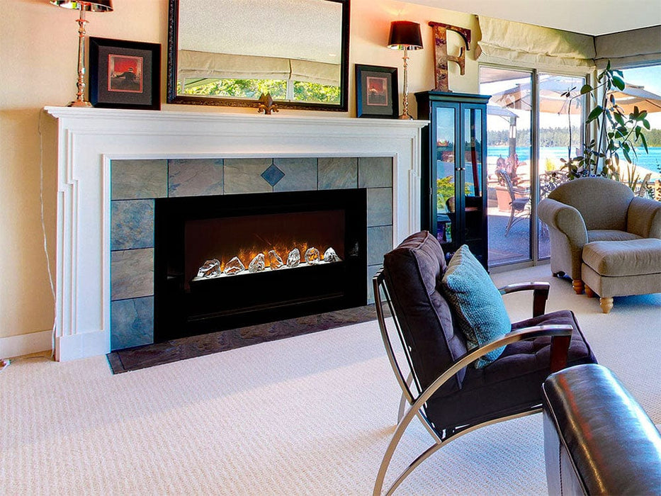 Modern Flames Modern Flames 60-In Home Fire Built-In Electric Fireplace Built-In Electric Fireplaces Glass Set - CFB-60-CBI / Red Herringbone Brick Panels