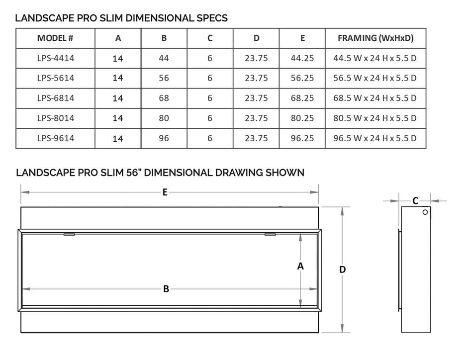 Modern Flames Modern Flames 96-In Landscape Pro Slim Electric Fireplace Built-In Electric Fireplaces
