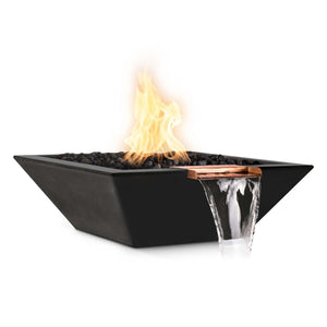 24" Maya Fire & Water Bowl - GFRC Concrete - Black Finish