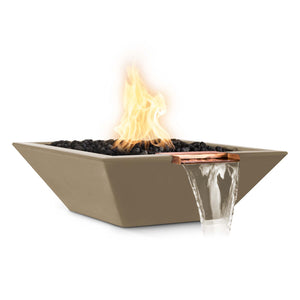 24" Maya Fire & Water Bowl - GFRC Concrete - Brown Finish