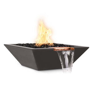 24" Maya Fire & Water Bowl - GFRC Concrete - Chestnut Finish