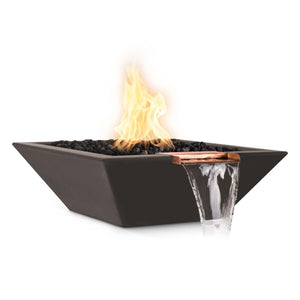 24" Maya Fire & Water Bowl - GFRC Concrete - Chocolate Finish