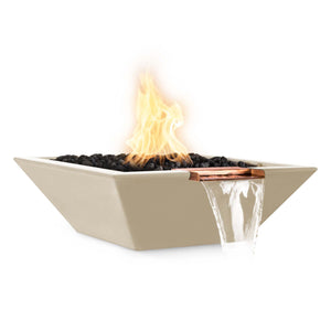 24" Maya Fire & Water Bowl - GFRC Concrete - Vanilla Finish