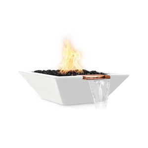 24" Maya Fire & Water Bowl - GFRC Concrete - White Finish