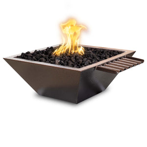 24" Maya Fire & Water Bowl - Wave Scupper Metal Powder Coat - Copper Vein Finish
