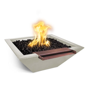 24" Maya Fire & Water Bowl Wide Spill GFRC Concrete - Ash Finish