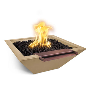 24" Maya Fire & Water Bowl Wide Spill GFRC Concrete - Brown Finish