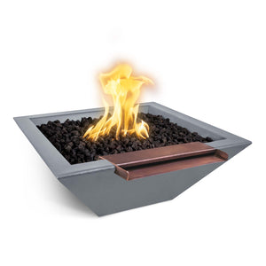 24" Maya Fire & Water Bowl Wide Spill GFRC Concrete - Gray Finish