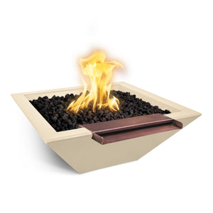 24" Maya Fire & Water Bowl Wide Spill GFRC Concrete - Vanilla Finish