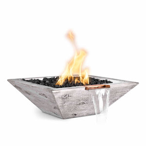 24" Maya Fire & Water Bowl - Wood Grain Concrete - Ivory Finish