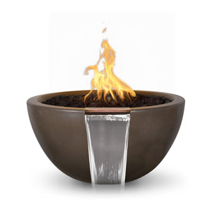 30" Luna GFRC Fire & Water Bowl - Chocolate Finish