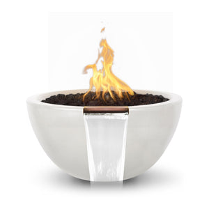 30" Luna GFRC Fire & Water Bowl - White Finish