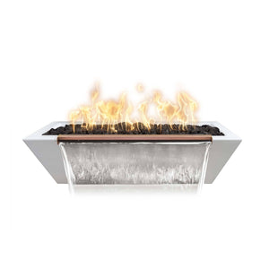 48" X 20" Maya Fire & Water Bowl - Linear GFRC - White Finish