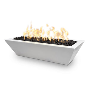60" X 20" Maya Fire Bowl - Linear GFRC - White Finish