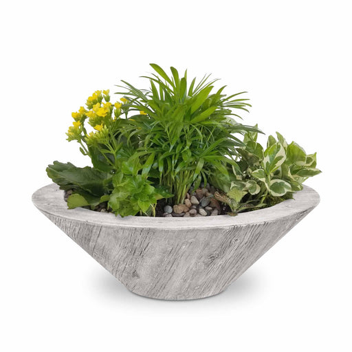 The Outdoor Plus Cazo Bowl™- GFRC Wood Grain Planter Bowl Ivory / 24"