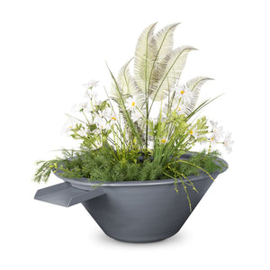 Cazo Planter & Water Bowl - Metal Powder Coat - Gray Finish