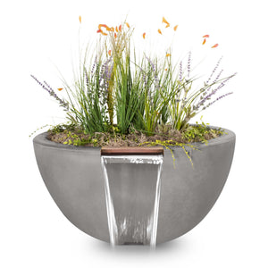 Luna Cfrc Planter & Water Bowl - Natural Gray Finish