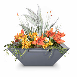 Maya Planter & Water Bowl - Powder Coated Steel - Gray Finish