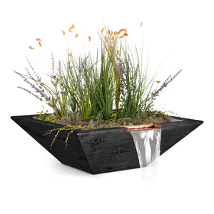 Maya Planter & Water Bowl - Wood Grain GFRC Concrete - Ebony Finish