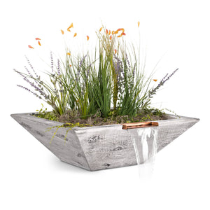 Maya Planter & Water Bowl - Wood Grain GFRC Concrete - Ivory Finish