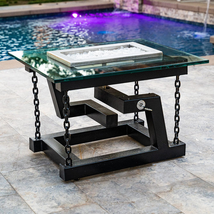 The Outdoor Plus Newton Powder Coated Fire Pit - Chain Support Fire Table