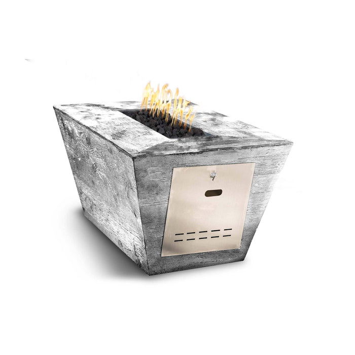 The Outdoor Plus Plymouth Wood Grain Fire Pit - 24" Tall Fire Pits Ivory / 48" X 28" / Match Lit