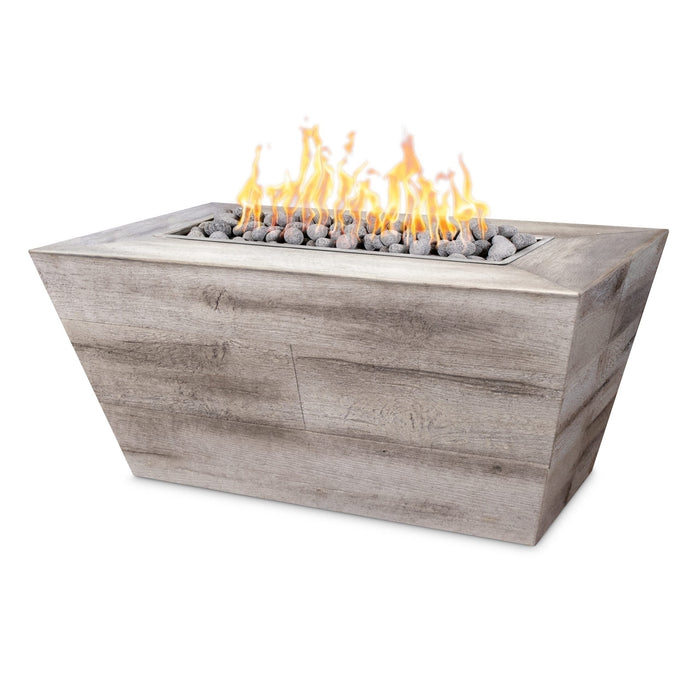 The Outdoor Plus Plymouth Wood Grain Fire Pit - 24" Tall Fire Pits Oak / 48" X 28" / Match Lit