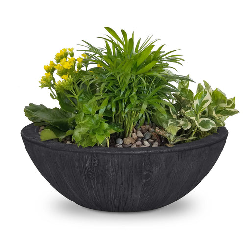 The Outdoor Plus Ssedona Planter Bowl- Wood Grain Concrete Planter Bowl Ebony / 27"