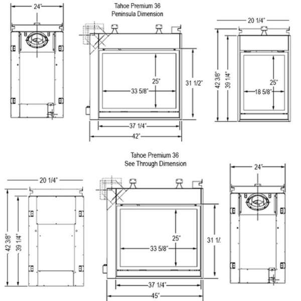 Empire Tahoe Premium 36 Multi-Sided Clean Face Direct Vent Gas Fireplace - DVCP36